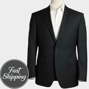 $395 RALPH LAUREN Mens Blazer Sport Coat Two Button Jacket 44R Black Wool 1-Vent